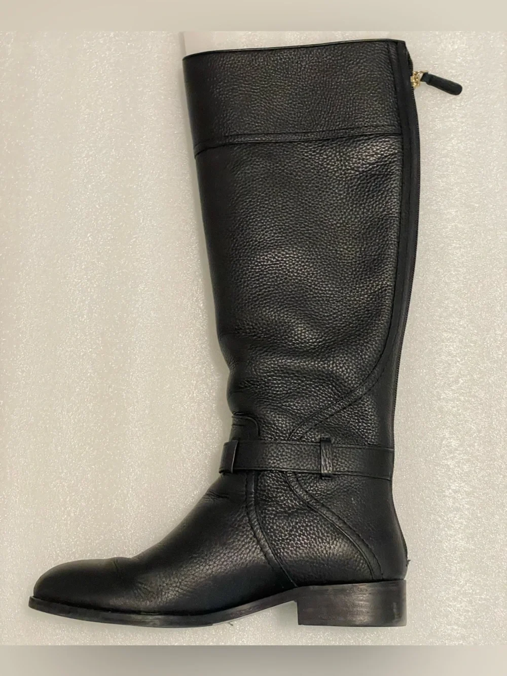 Tory Burch Black Leather Over-the-Knee Riding Boots with Gold Logo